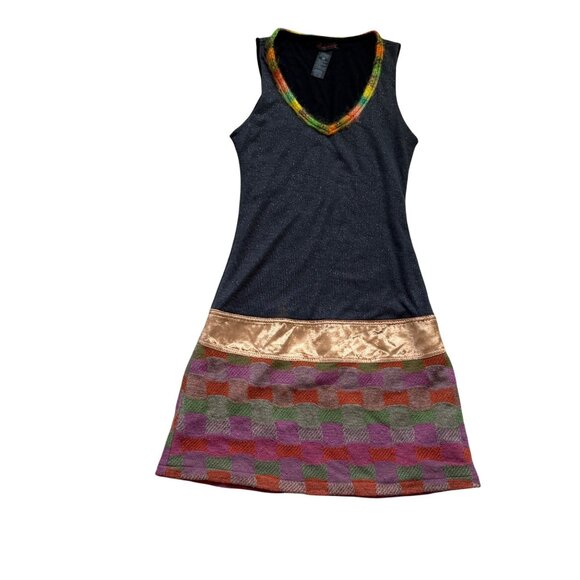 Custo Barcelona Colorful Y2K Patchwork Sleeveless Dress Metallic 36 - Picture 1 of 9